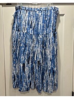 Liz & Me NEW Maxi Skirt Cotton Blues White Womens 18-20 1X Coastal Summer Vacay